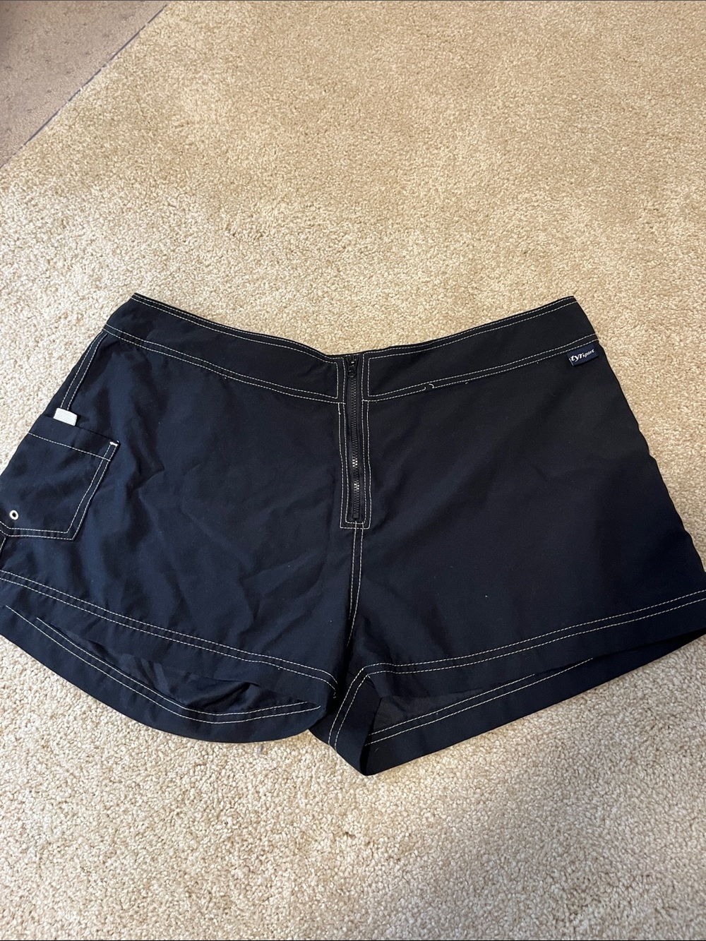Women’s Black swim Shorts with Contrast Stitching
